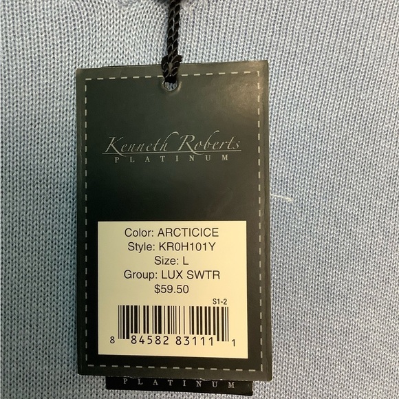 Kenneth Roberts Large 42 - 44 V-Neck Sweater Golf Vest Baby Blue Pullover NWT - Picture 6 of 8